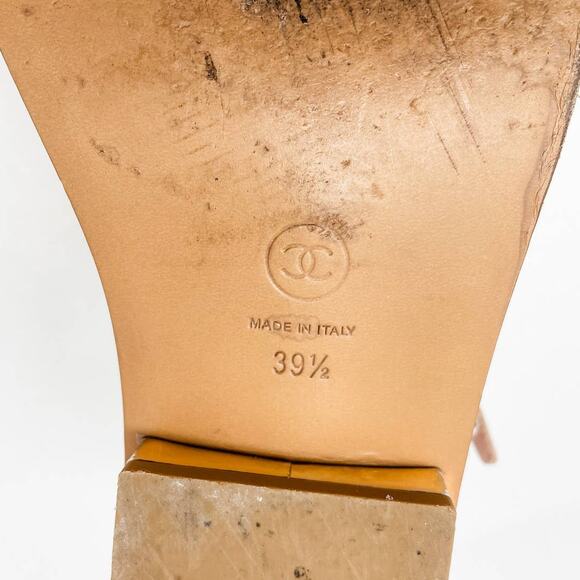 Chanel 2017 Fisherman Sandals Rope Tweed Cork Gold CC Label Plate Size 39.5 - Picture 13 of 15
